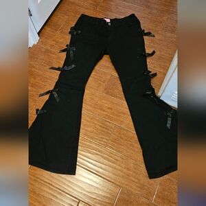 Sugar Thrillz Black Flare Pants with Bow Details - XXL